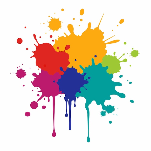 Splash van verf Blobs Paint splatter kleurrijk Vector splatter van verf geïsoleerd op wit