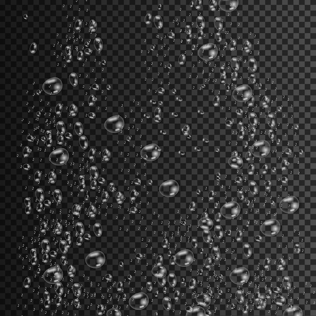 Splash water fizzing bubbles texture on transparent background