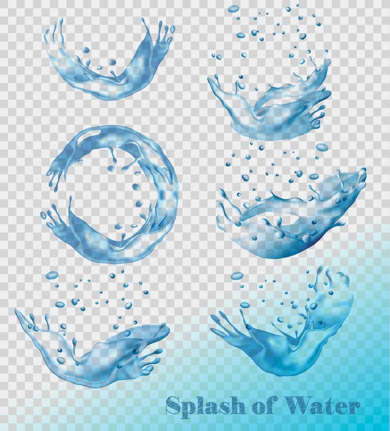 Vector splash of water on transparent background