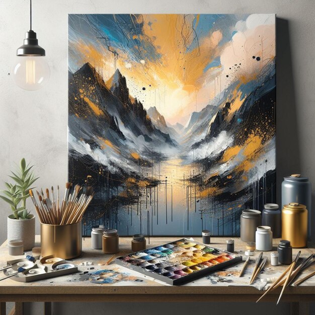 Vector splashes of bright paint on the canvas