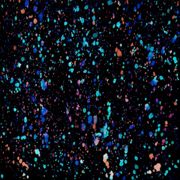 Вектор Брызги разноцветной краски на черном фоне