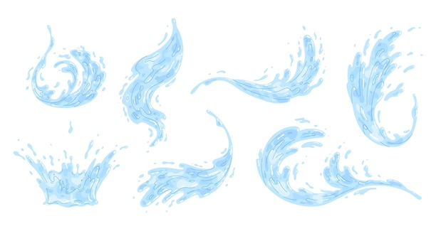 Splashes of water various forms of waves Vector illustration