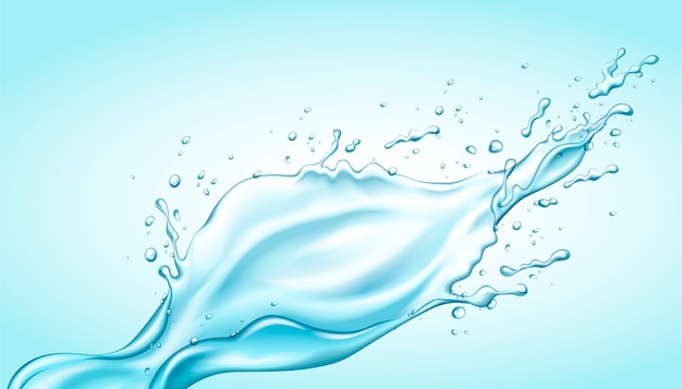 Splashing clear water  on light blue background 