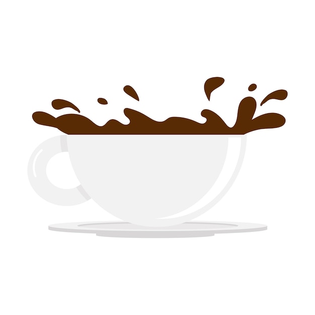 Splashing coffee of White ceramic cup vector