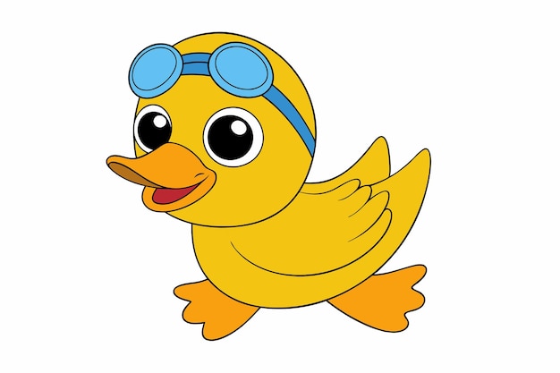 Splashing Duck Duck in Swim Cap en Goggles Vector Illustratie voor Printable Graphics Design