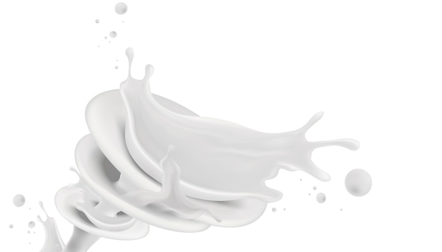 Splashing yogurt or milk  on white background