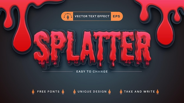 Редактируемый текстовый эффект Splatter Pank, стиль шрифта