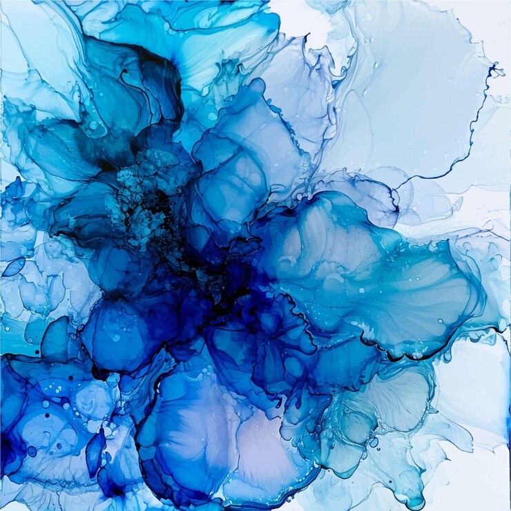 Vector splatter stain fluid picture ink spray turquoise canvas smoke aqua artwork marble artist watercol