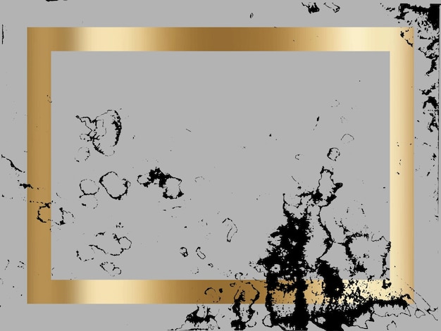 Splatter verf textuur in een gouden frame vector achtergrond Nood Grunge achtergrond Scratch Grain Noise rechthoek stempel Black Spray Blot van inkt plaats illustratie Over elk object om te maken