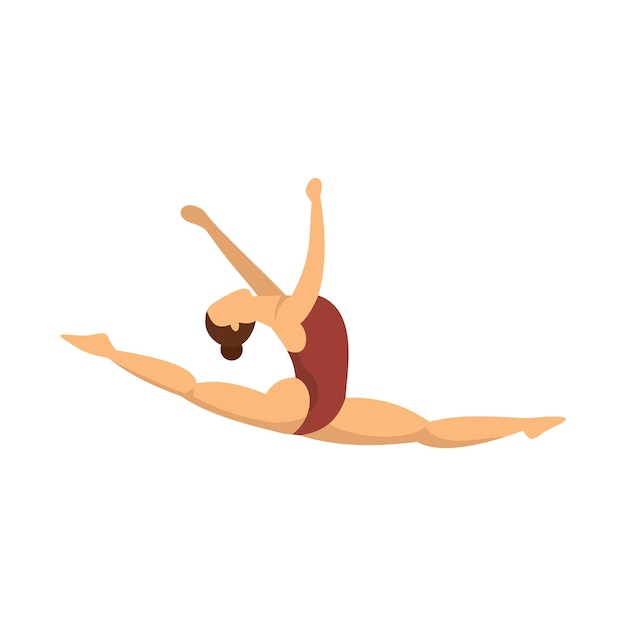 Split jump meisje gymnastiek pictogram Vlakke afbeelding van split jump meisje gymnastiek vector pictogram voor webdesign