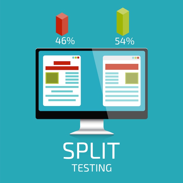 Split testconcept met desktopcomputer