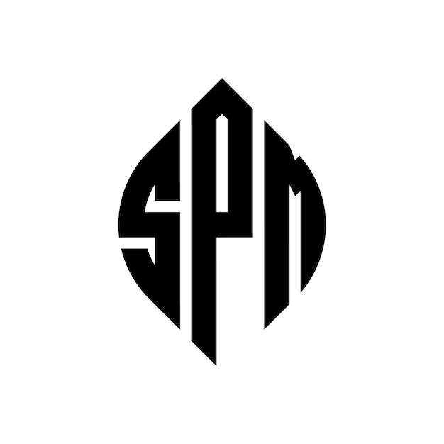 Vettore spm cerchio lettera logo design con forma di cerchio e ellisse spm ellisse lettere con stile tipografico le tre iniziali formano un logo cerchio spm cerchio emblema astratto monogramma lettera segno vettore