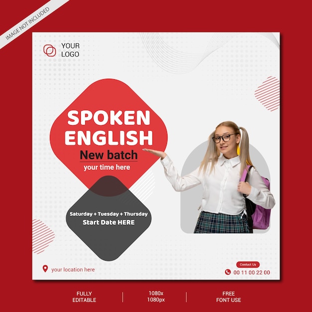 Spoken english new batch social media post premium vector