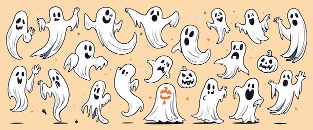 Spoken halloween cartoon met pompoenen op kleur achtergrond vectorillustratie