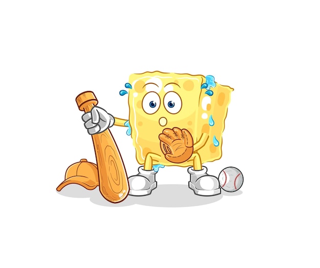 Vector sponge baseball catcher cartoon cartoon mascot vector