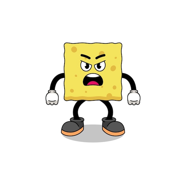 Sponge cartoon illustration with angry expression character design