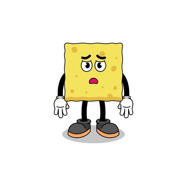 Vector sponge cartoon illustration with sad face character design