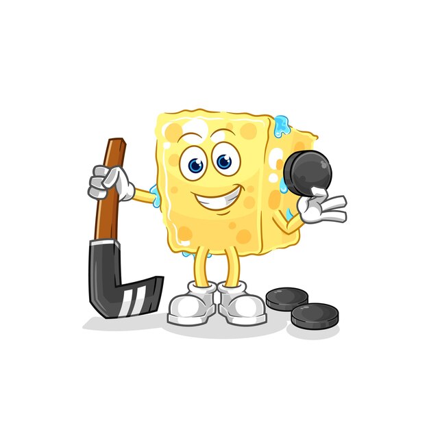 Vector sponge playing hockey vector cartoon character