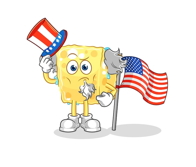 Sponge uncle sam character cartoon mascot vector