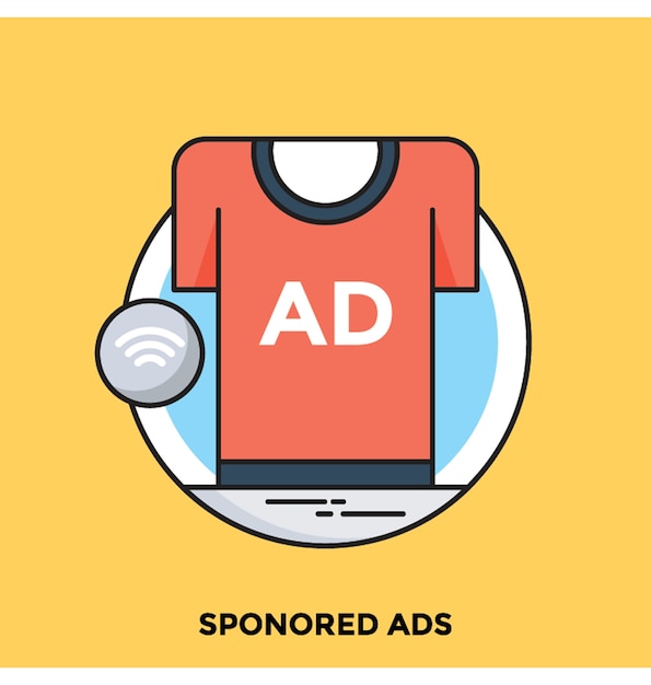 Sponsored ads flat vector icon