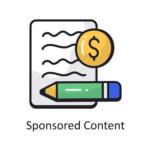 Sponsored content filled outline doodle Design illustration Symbol on White background EPS 10 File