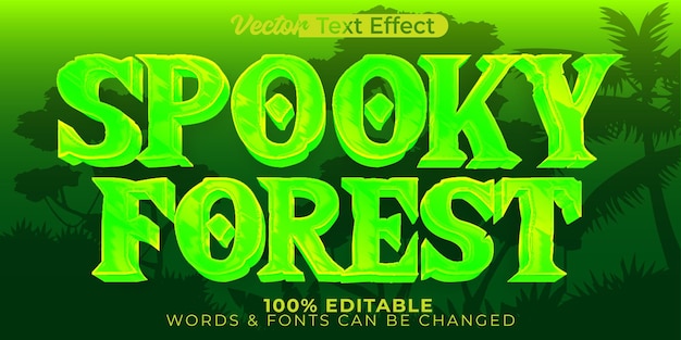 Spookachtig Bos Vector Teksteffect Bewerkbaar Alfabet Jungle Tropisch Avontuur