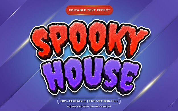 Spookachtig huis bewerkbaar tekststijleffect geschikt voor halloween-evenement