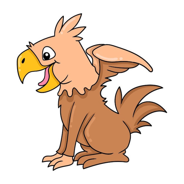 Spookachtige onder ogen gezien gevleugelde adelaar doodle pictogram afbeelding kawaii