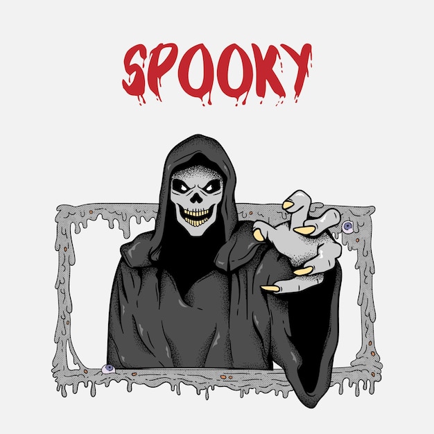 Spookachtige schedel spook T-shirt illustratie