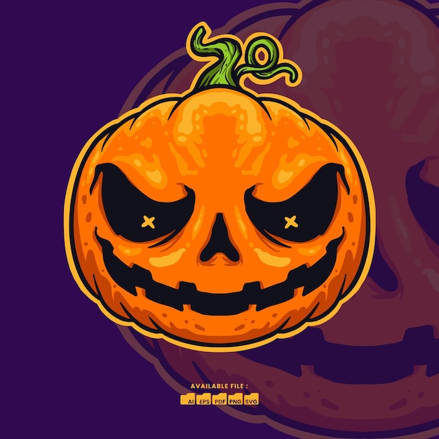 Spookish Pumpkin Head Illustration