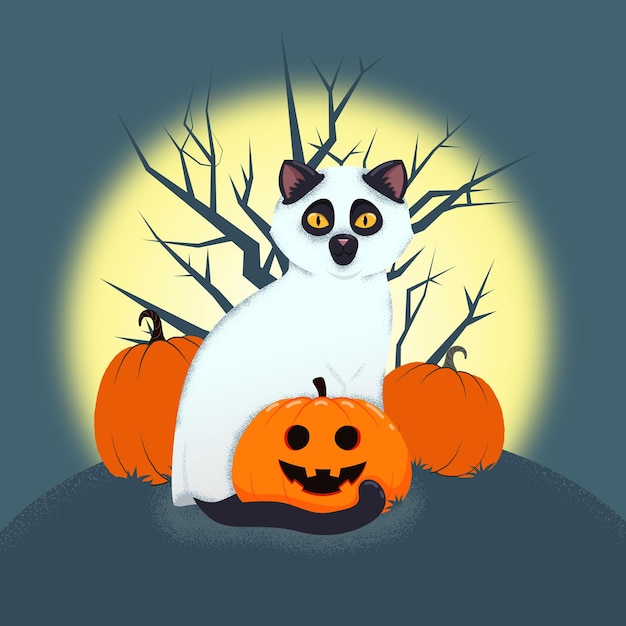 Spookkat Illustratie voor Halloween