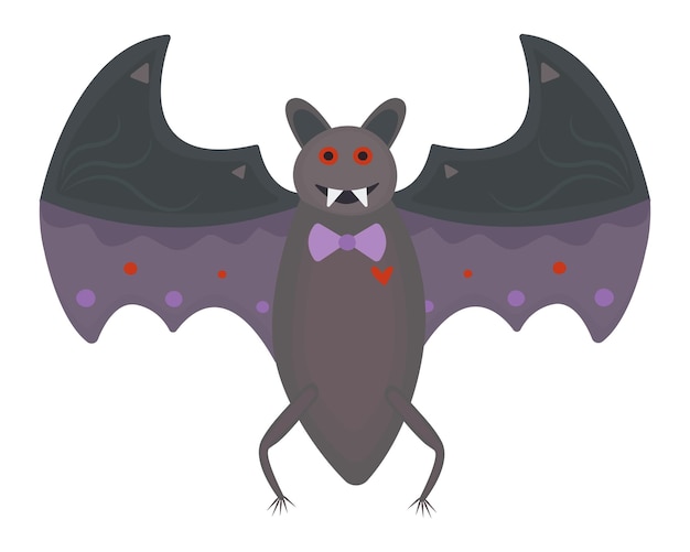 Жуткая летучая мышь-вампир, милый и страшный предмет для цветной иллюстрации Хэллоуина