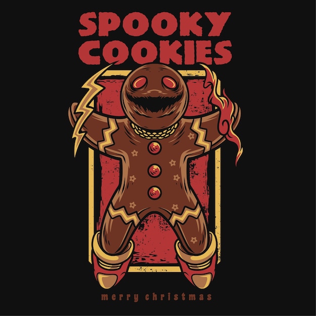 Spooky Cookies Happy Christmas Cartoon Illustration