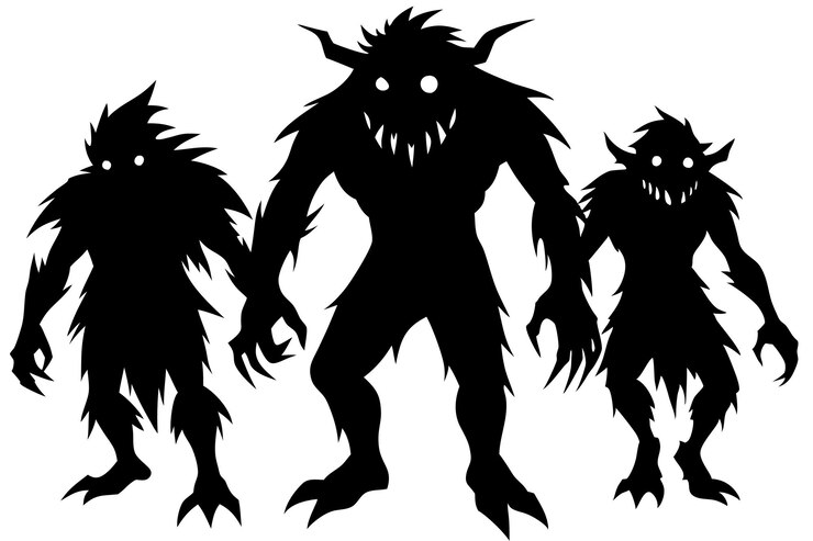 वेक्टर spooky creature group illustration