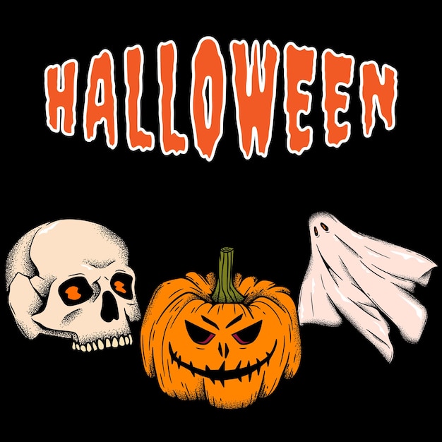 Vector spooky evil scary halloween illustrations