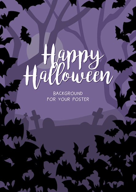 Vector spooky flat halloween background for poster