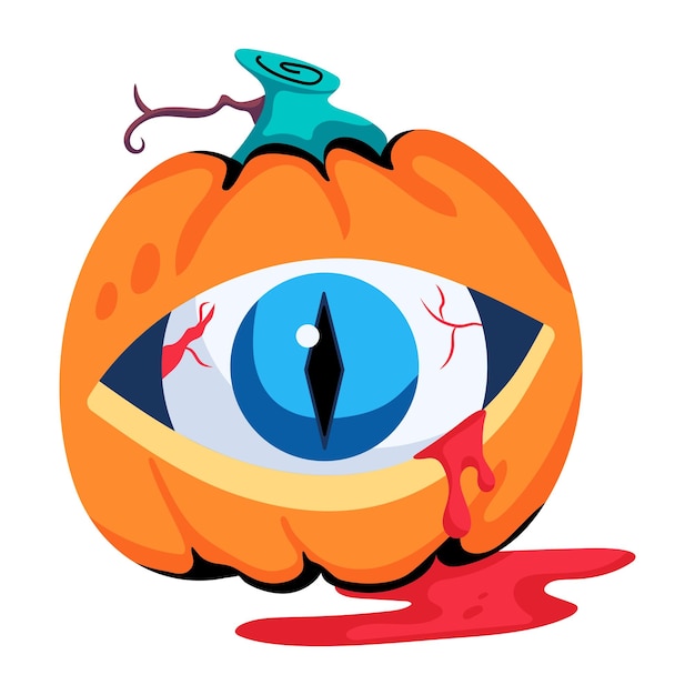 A spooky flat icon of halloween pumpkin