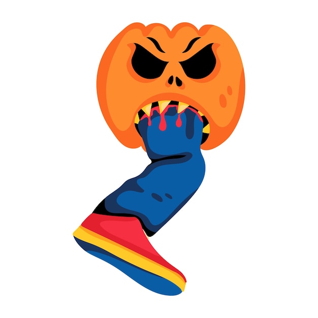 A spooky flat icon of halloween pumpkin