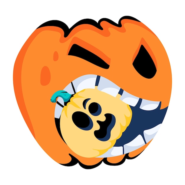 Vector a spooky flat icon of halloween pumpkin