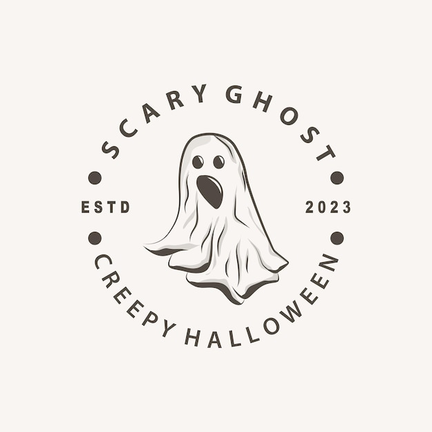 Вектор spooky fly ghost logo простой минималистский винтажный страшный дизайн хэллоуина