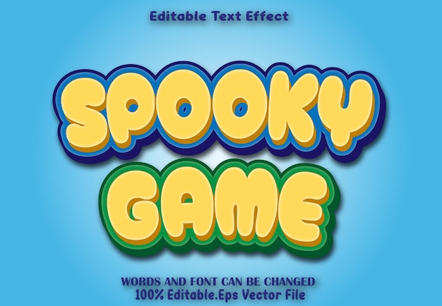 Vector spooky game editable text effect cartoon style