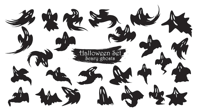 Spooky ghost fly silhouette collection of Halloween 