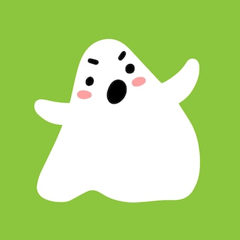 Fantasma spettrale su sfondo verde illustrazione vettoriale con personaggio fantasma isolato su sfondo