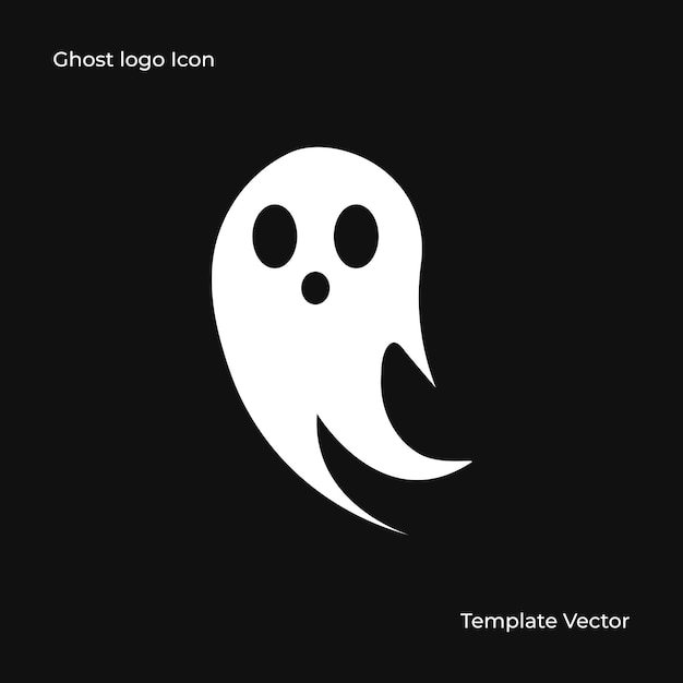 Spooky Ghost Logo Simple Halloween Cartoon Devil Design Illustration Black and white template