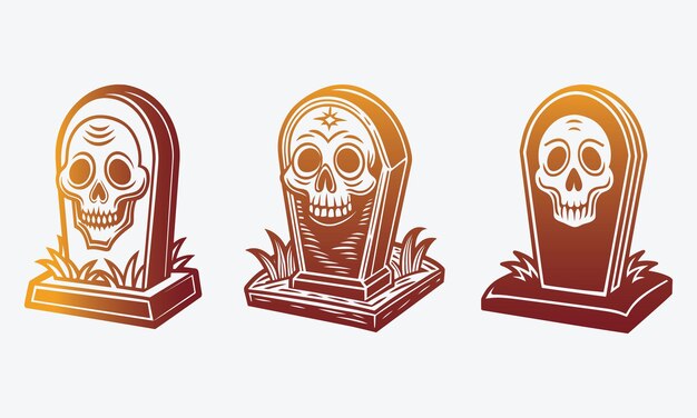 Spooky grafsteen vector illustratie van schedel RIP grafsteen voor Halloween begraafplaats