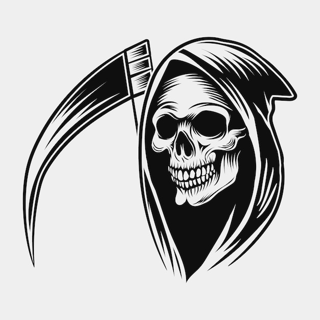 Vector spooky grim reaper ghost face vector silhouette vector illustration