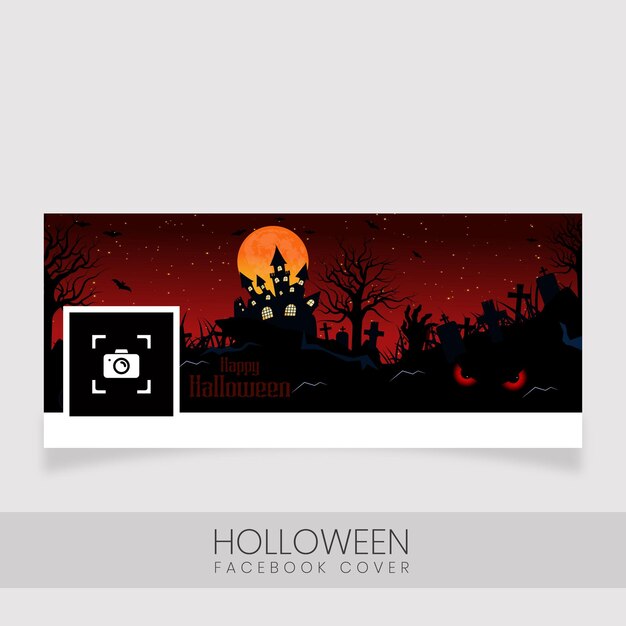 Vector spooky halloween banner resolution as facebook cover template 02