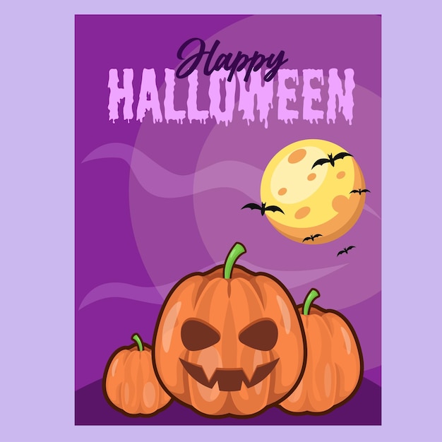 Spooky Halloween Banner with Pumpkin Head Illustration Vector