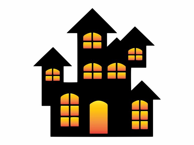 Vector spooky halloween castle silhouette illustration