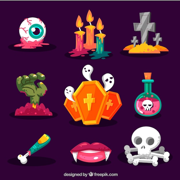 Spooky halloween elements pack